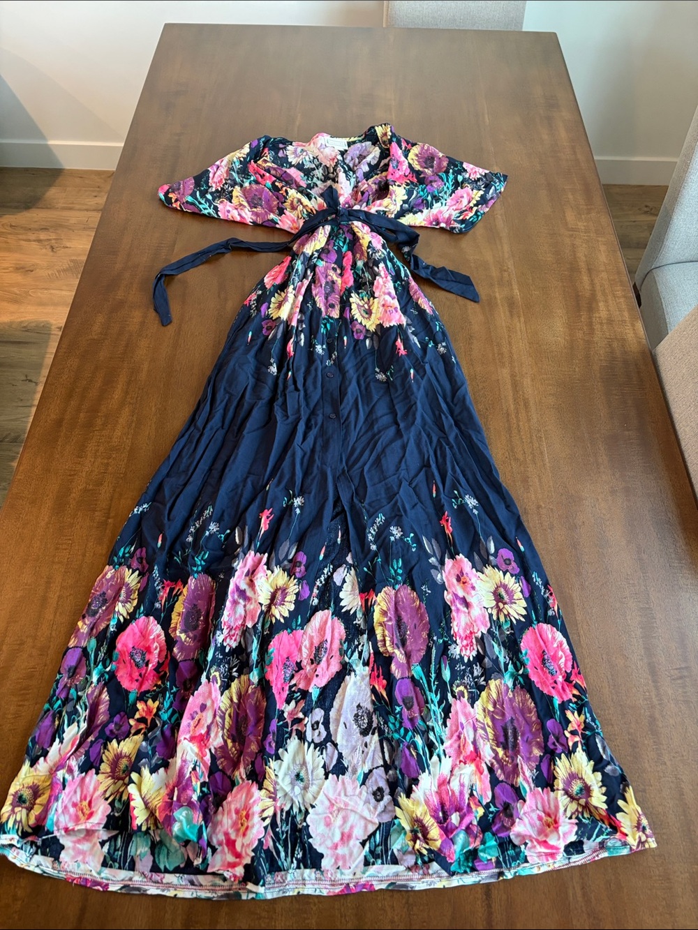 Love Riche Navy Floral Wrap Maxi Dress